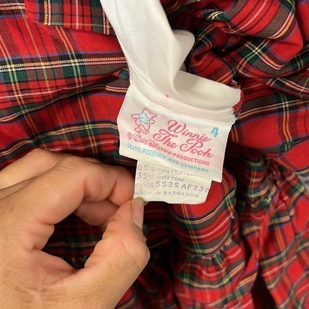Vintage Winnie the Pooh plaid embroidered dress size 4